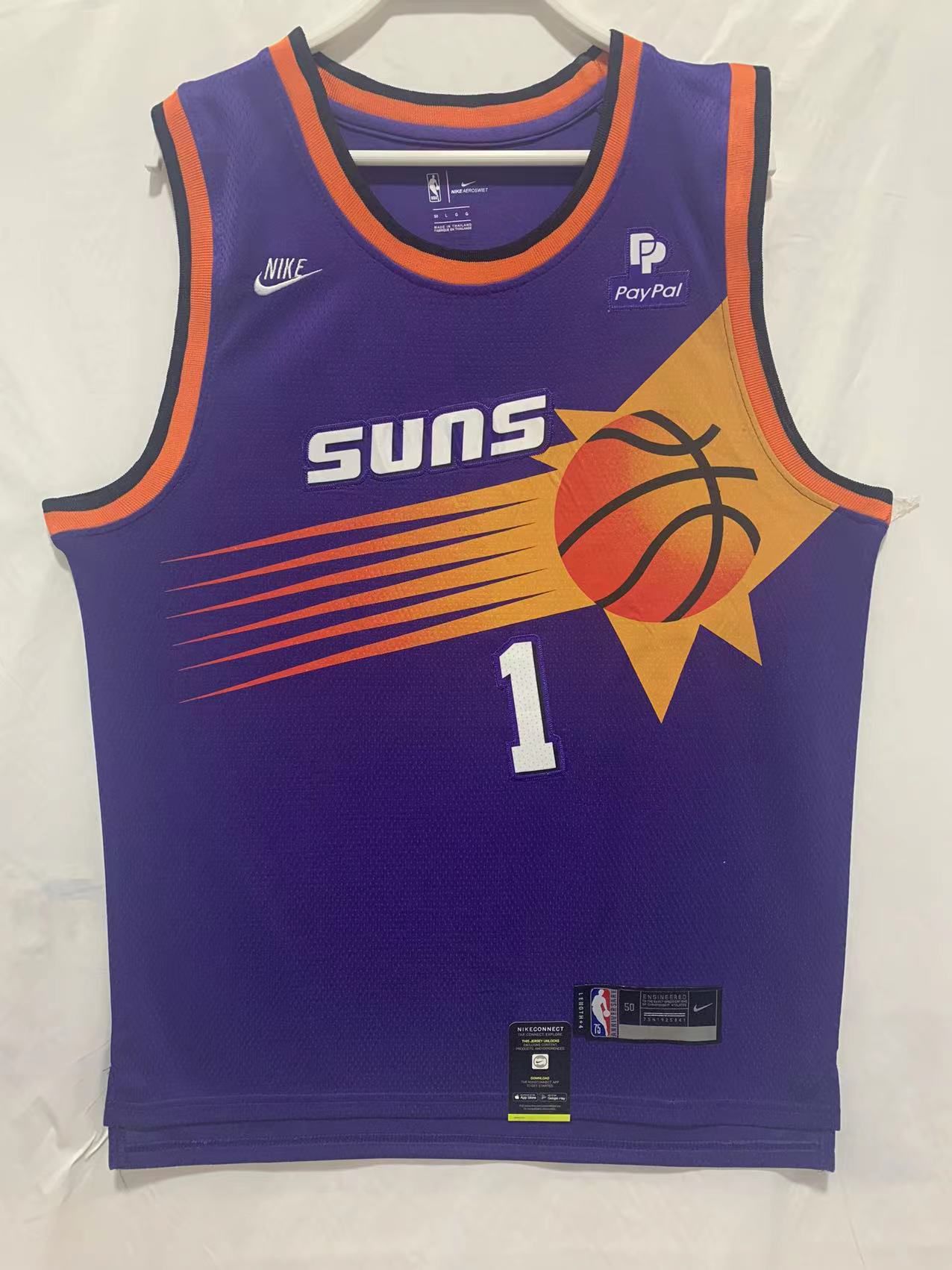 Men Phoenix Suns #1 Booker Purple Throwback Nike 22-23 NBA Jersey->phoenix suns->NBA Jersey